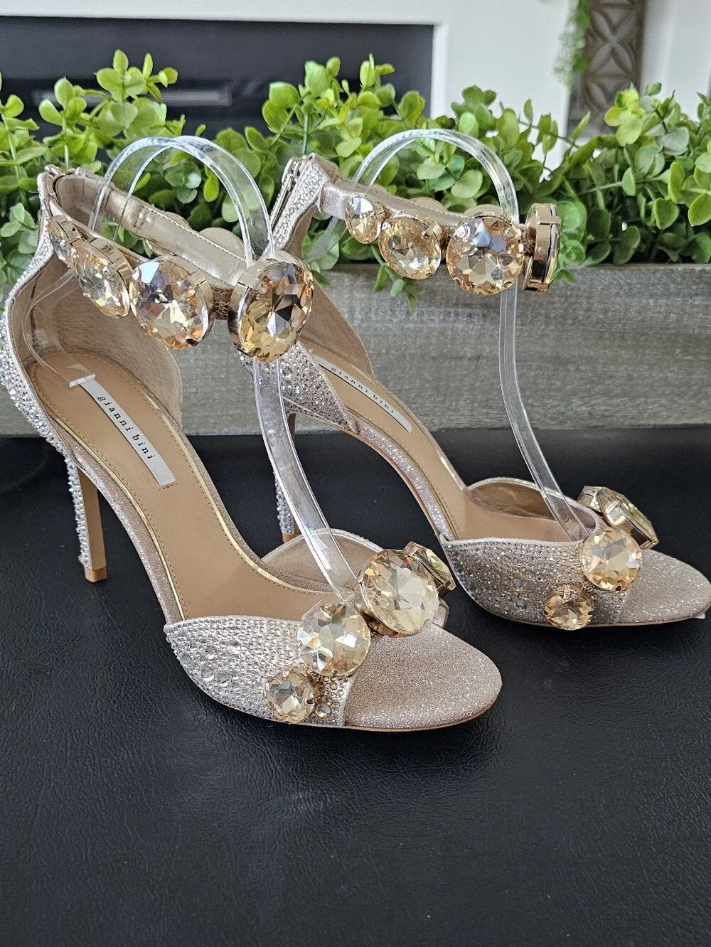 Gianni Bini Champagne Crystal High Heel Sandals Shoes Women's Size 9.5 NWOB